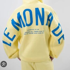 GLO KINGDOM ESSENTIAL FLEECE- LEMONADE HOODIE Yellow Hoodie with Blue Lettering